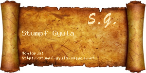 Stumpf Gyula névjegykártya